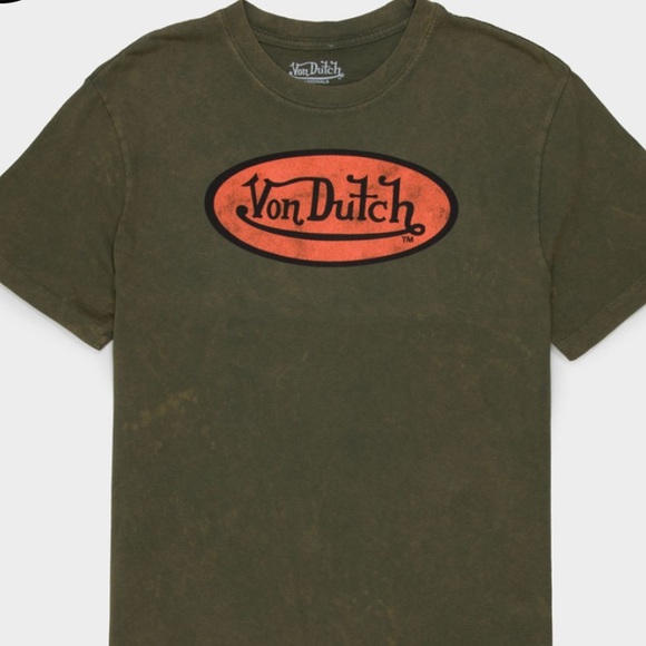 Von Dutch Khaki Tee with Bold Orange embroidered Emblem NWT Tilly’s Exclusive xl - Picture 1 of 3